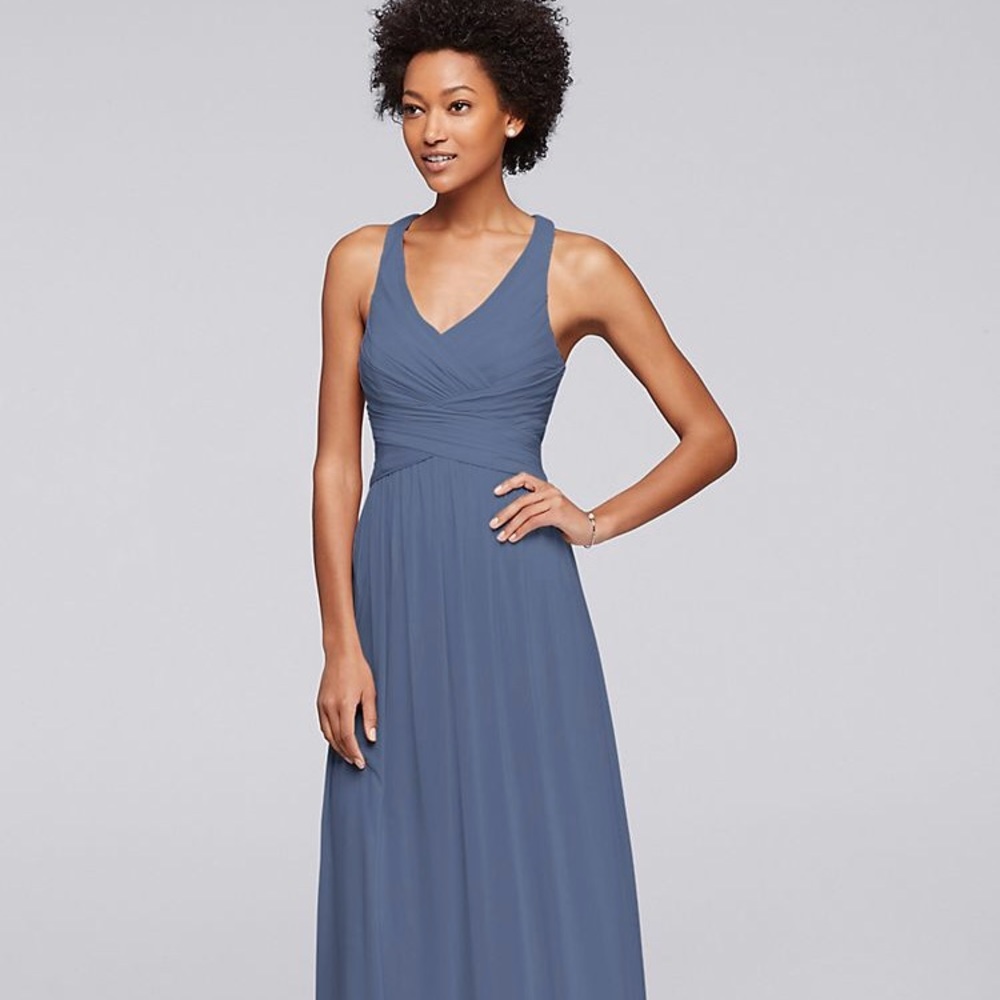 David’s Bridal Mesh Long Bridesmaid Dress
